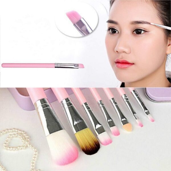 ZHIYE Children Makeup Brushes, 7Pcs Makeup Brush Set Foundation Eyebrow Eyeliner Brush Cosmetic Concealer Brushes for Kids Girls, Women trave - Pink with case