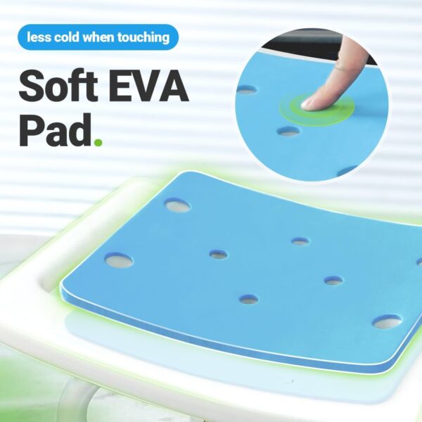 61cG-MYRW2L._AC_SL1100_.jpg Health Line Massage Products Heavy Duty Shower Stool 550lb Bath Seat Chair, Tool-Free Assembly Height Adjustable Paded Seat Bench for Seniors, Elderly, Disabled, Handicap and Injured