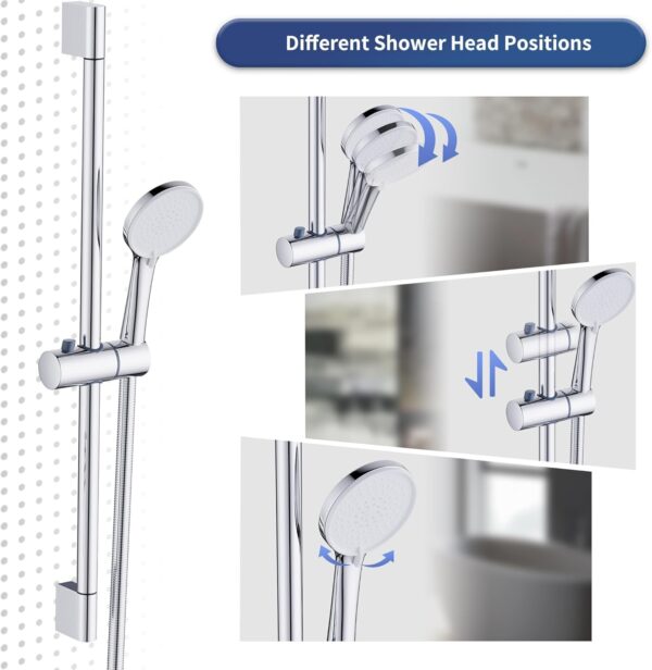 MORADO Thermostatic Bath Shower Mixer Tap Set,Bathtub Shower Mixer Tap with with Shower Riser Kit,(1x Hand Shower,1x Shower Rail 70cm, 1x Shower Hose 1.5m,1x Deck Mounted Bath Shower Tap),Chrome