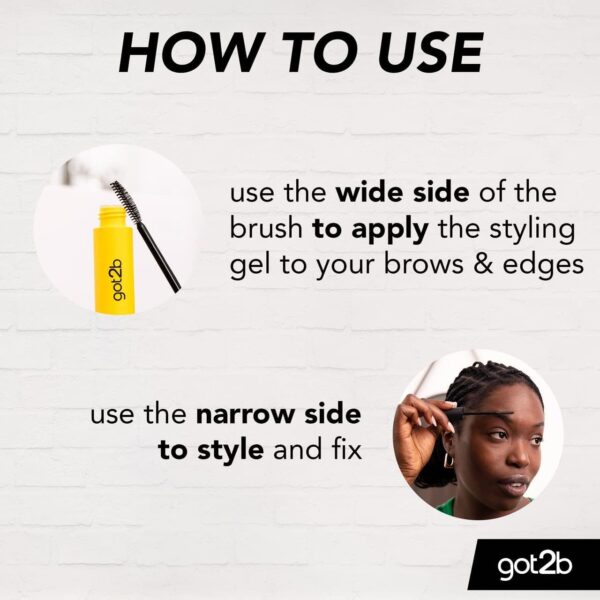 got2b Glued 4 Brows & Edges Gel 2 in 1 16ml, Screaming Hold Brow Gel, Clear Eyebrow Gel for Long-Lasting Looks, Strong Holding Brow Gel got2b, Vegan Formula*, Naturally Derived Ingredients