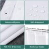 URAQT Shower Curtain Anti Mould, Waterproof PEVA Bath Curtains, Mildew Resistant Bathroom Shower Curtains with 12 Hooks, Plain Colors Bathtub Curtains for Bath Tub Shower Stall, 180 x 180 cm, White