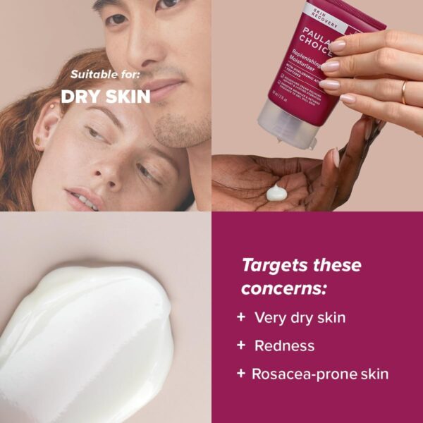 Paula's Choice SKIN RECOVERY Replenishing Moisturiser - Face Night Cream - Hydrates & Soothes - Anti-Ageing - with Hyaluronic Acid & Peptides - Improves Redness - Dry to Very Dry Skin - 60 ml