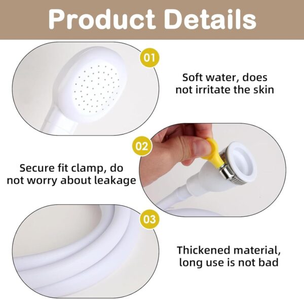 Shower Attachment for Taps, Portable Handheld Shower Head for Bath Taps, Shower Hose for Bath Taps with Fit Clamp Included, Shower Attachment for Taps, for Bathing Baby, Pet, Portable Dog Shower
