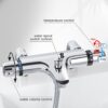 Thermostatic Bath Shower Mixer Tap Deck Mounted Bath Mixer Taps Bar with Bath Filler Spout, Thermostatic Shower Valve Bath Taps Faucet Modern Chrome Solid Brass 38°C Safety Anti-Scald