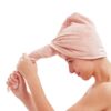 2 Pack Microfiber Hair Towel Wrap,Hair Drying Towel with Button, Towel Turban,Head Towel to Dry Hair Quickly (Pink&Beige)