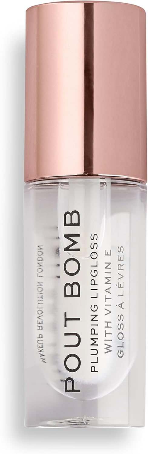 Revolution Beauty London Pout Bomb Plumping Gloss, High Shine, Rich Pigment, Soft Tingle Effect, Glaze Clear