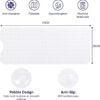 MOONLIGHT20015 Shower Bath Mat Non Slip Anti Mould & Mildew with Strong Suction Cups Grip and Drain Holes Soft Rubber Shower Mats - PVC Bathroom Mat Machine Washable (70x38cm, White)