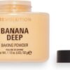 Revolution Beauty London, Loose Baking Powder, Prolongs Makeup Wear, Setting Banana Deep, For Medium to Dark Skin tones, 32g