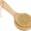 RUIENGCOMM Back Scrubber for Shower Natural Bristles Bath Brush Shower Brush with Short Handle Dry Bath Body Brush with Soft Natural Bristles for Exfoliating Skin