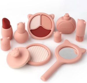 HOTUT Kids Makeup Sets For Girls Toys, 8pcs Silicone Pretend Makeup Toy Set, Girls Toys Children Makeup Set Washable Make Up Set for Little Girls, Childrens Princess Pretend Play Games Toys Presents
