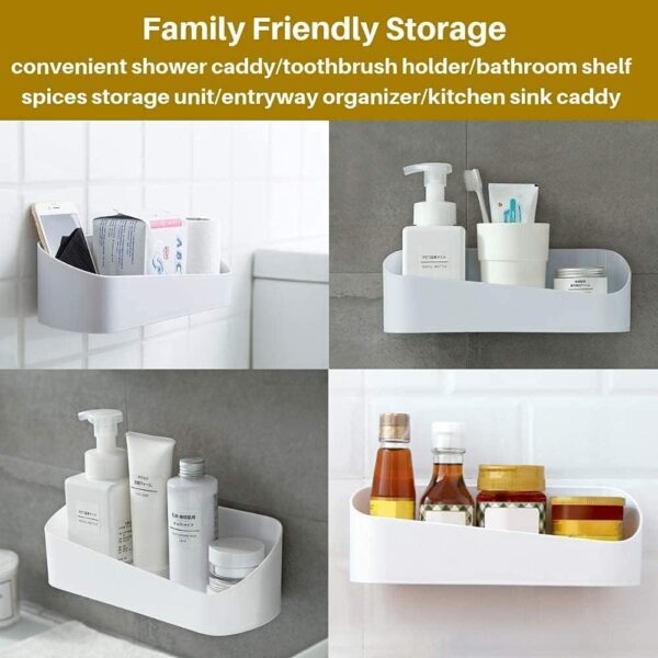 61ew98ZACdL._AC_SL1000_.jpg SUNFICON 2 Pack Grey Adhesive Shower Caddy Basket Bathroom Shelf Organiser Wall Mounted Spices Storage Rack No Drilling Shower Shelf Bath Essentials Makeups Shampoo Holder with 4 Clear Adhesives