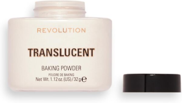 Revolution Beauty London, Loose Baking Powder, Prolongs Makeup Wear, Brightening Setting Powder, For All Skin Tones,Translucent, 32g