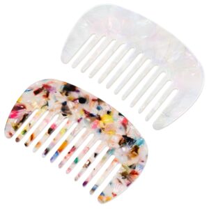 2pcs Mini Hair Comb Wide Tooth Anti-Static Pocket Size comb for Thick Curly Hair Care Detangling Comb Travel Mini hair Pocket Wide Tooth for Wet Dry Wavy Long Daily Care