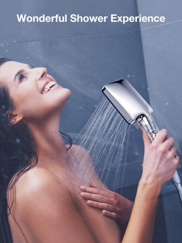 Shower Head with Filter,YEAUPE PRO Square Pure Shower,Bathroom showerhead (115 * 100mm), Shower Heads High Pressure 6 Jet Modes,Universal Powerful Flow Rain Hard Water Softener Handheld Shower Head