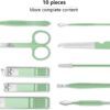 Manicure Set 10pcs Professional Nail Clippers Kit Pedicure Care Tools-Stainless Steel Grooming Tools for Travel (Green)
