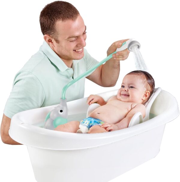 Yookidoo Baby Bath Shower Head - Elephant Water Pump with Trunk Spout Rinser - Control Water Flow from 2 Trunk Knobs in Tub or Sink for Infants and Newborn Babies (Turquiose)