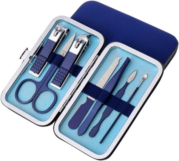 1 Set of Nail Clippers Kit Nail Grooming Kit Manicure Set for Men and Boys, As a Gift for Nail Care(7 PCS, Blue)