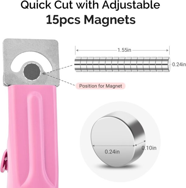 MelodySusie Acrylic Nail Clippers with 15Pcs Magnets Tip Cutters for Fake Gel Nails Sharp Professional Manicure Pedicure with Length Measurement Trimmer Nail Care Tools (Pink)