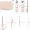 URAQT Professional Manicure Set, 7 pcs Portable Nail Clippers & Eyebrow Grooming Kit, Stainless Steel Nail Care Tools with Luxurious Leather Case for Travel & Home