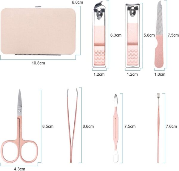 URAQT Professional Manicure Set, 7 pcs Portable Nail Clippers & Eyebrow Grooming Kit, Stainless Steel Nail Care Tools with Luxurious Leather Case for Travel & Home