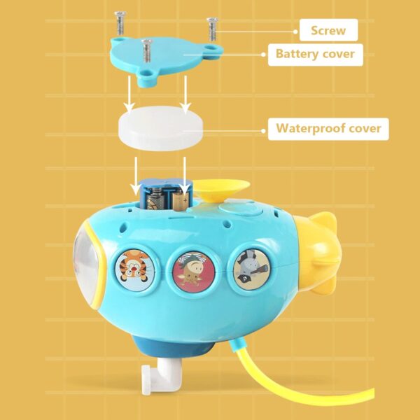 Kalastussaari Baby Bath Toy with Electric Submarine Bathtub Toy Sprinkler Shower Head Pool Spray Water Toy No Battery Blue