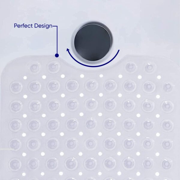 MOONLIGHT20015 Shower Bath Mat Non Slip Anti Mould & Mildew with Strong Suction Cups Grip and Drain Holes Soft Rubber Shower Mats - PVC Bathroom Mat Machine Washable (70x38cm, Clear)