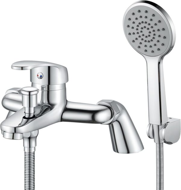 Coleniny Bath Tap with Shower Head and 1.5M Hose, Modern Bath Shower Mixer Tap, Single Lever Bath Mixer Tap Shower Kit for Bathtub and Shower, Bath Filler Mixer Tap Chrome, Solid Brass, 180mm Centres