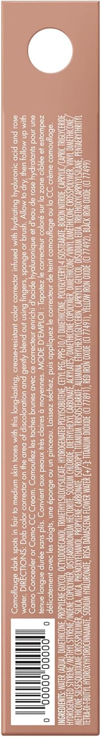 e.l.f. Camo colour Corrector, Hydrating & Long-Lasting Colour Corrector For Camouflaging Discolouration, Dullness & Redness, Vegan & Cruelty-Free, Peach