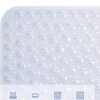ADOV Corner Shower Mat, 54x54cm Curved Non Slip Anti-Mould Bath Mat, Quadrant Rubber Mat for Inside Shower Bathroom Floor, Machine Washable Sector Shower Mats with Strong Quick Dry Suction Cups- Clear