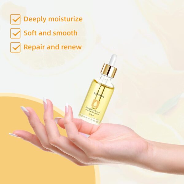Nail Cuticle Oil 15ml with Organic Vitamin E & B, Cuticle Oil for Nails, Jojoba Nail Cuticle Oil,Nail Oil Soothe Moisturize with Dropper Design for Dry Rough Nail Care Repair (Orange)