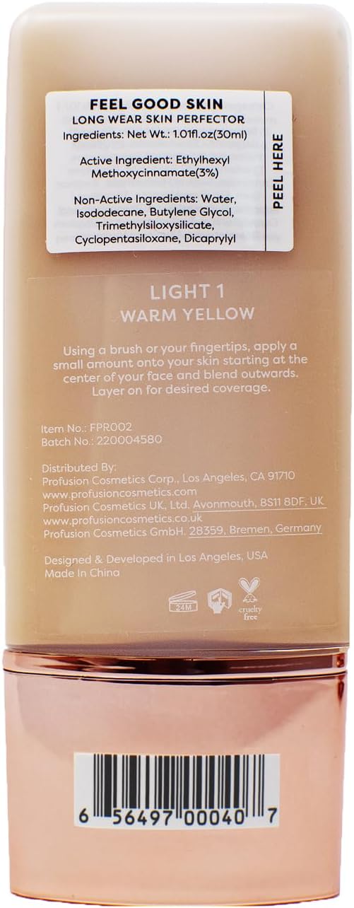 Profusion Cosmetics Lightweight Liquid Foundation for a Flawless and Elegant Radiance, Breathable Makeup for Improves Uneven Skin Tone, Cruelty-Free - Light 210