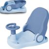 Hibtn Bath Seat 6 Months Plus, Bath Chair for Baby with Adjustable Backrest Suction Cup,Foldable Anti-Slip Baby Shower Chair,Portable Bathtub Seat for Sit Up Bathing Seat