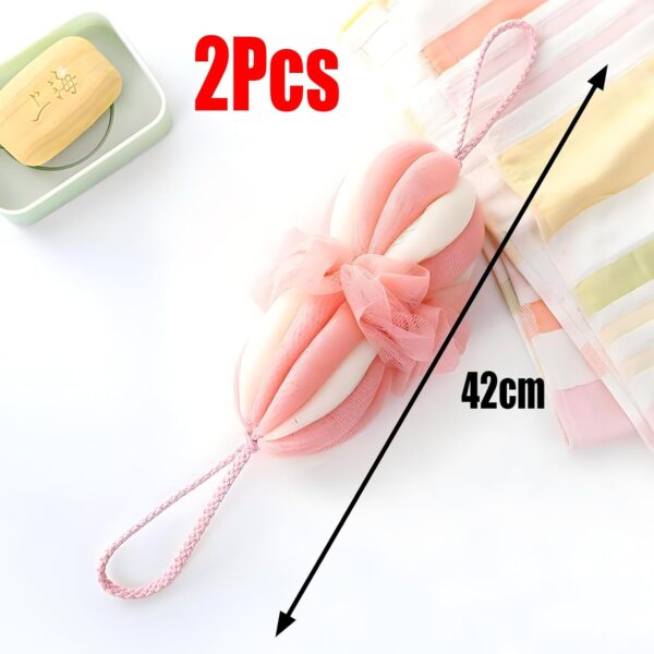 61hMWmt2MLL._AC_SL1500_.jpg JYJLLM 2Pcs Bath Shower Loofah Sponge,Long Stretch Back Sponge Exfoliating Back Scrubber for Shower for Women and Men,Bath sponges for Adults,Shower Scrubber(Pink and Khaki)