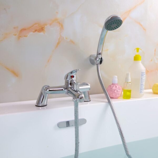 61hng7OBCmL._AC_SL1500_.jpg Bathroom Sink Taps with Shower Head, BATHWEST Modern Bath Tap with Shower Kit, Chrome Single Lever Monobloc Bathroom Shower Mixer Taps 021N