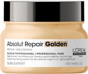 L'Oréal Professionnel Repairing Hair Mask for Damaged and Dry Hair, with Quinoa, Series Expert, Absolut Repair Gold Mask, 250 ml