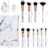 Makeup Brushes HEYMKGO Professional Marble Makeup Brush Set, Soft and Odor-free Natural Synthetic Bristles,10PCS + 2 Sponge Puff + Marble Pattern Cosmetics Bag