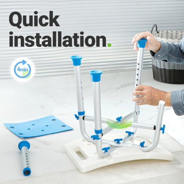 61iACxunQBL._AC_SL1100_.jpg Health Line Massage Products Heavy Duty Shower Stool 550lb Bath Seat Chair, Tool-Free Assembly Height Adjustable Paded Seat Bench for Seniors, Elderly, Disabled, Handicap and Injured