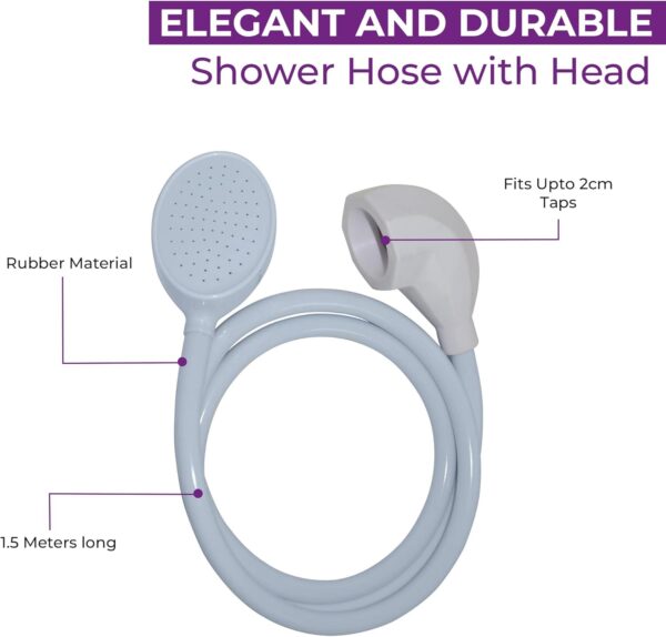 61iM3Y7vCtL._AC_SL1500_.jpg Blue Canyon Solo II Bath Mixer Shower Spray| Bathroom Accessory| Premium Shower Attachment for Bath taps| Push-on-Fitting| Suitable for Round & Oval Taps| Shower Head for Bathroom| 166 cm | (White)