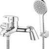 Coleniny Bath Tap with Shower Head and 1.5M Hose, Modern Bath Shower Mixer Tap, Single Lever Bath Mixer Tap Shower Kit for Bathtub and Shower, Bath Filler Mixer Tap Chrome, Solid Brass, 180mm Centres