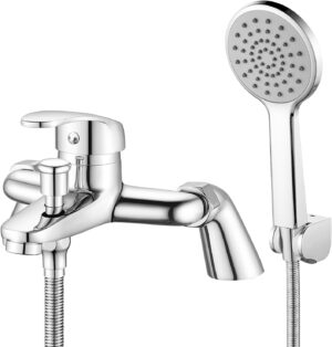 Coleniny Bath Tap with Shower Head and 1.5M Hose, Modern Bath Shower Mixer Tap, Single Lever Bath Mixer Tap Shower Kit for Bathtub and Shower, Bath Filler Mixer Tap Chrome, Solid Brass, 180mm Centres