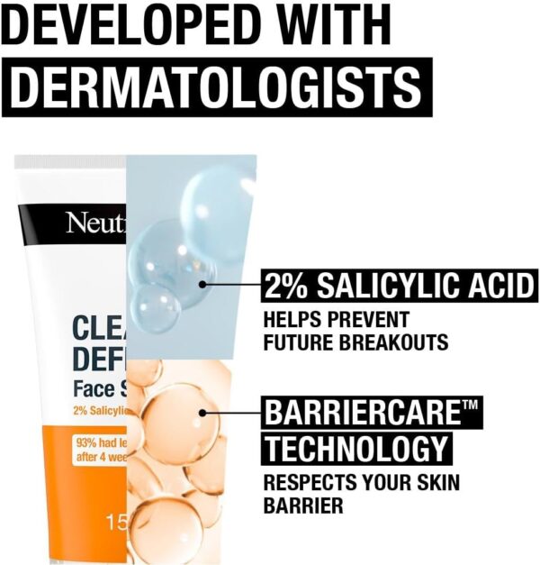 Neutrogena Clear & Defend Facial Scrub (1x 150ml), Oil-Free Face Scrub Suitable for Oily and Spot-Prone Skin, Facial Exfoliator with 2% Salicylic Acid Clinically Proven to Defend Against Breakouts