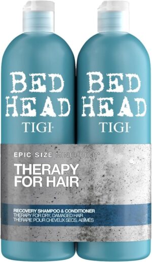 Bed Head by TIGI | Recovery Shampoo and Conditioner Set | Professional Moisturising Hair Repair Treatment | Ideal For Dry And Damaged Hair | 750 ml ( Pack of 2)