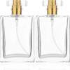 BLMHTWO 2PCS Glass Refillable Perfume Bottle, 30ml/1oz Clear Screw Bottles Cosmetic Fine Mist Atomizer Empty Perfume Atomiser with Mist Pump Portable for Fragrance Oil Travel