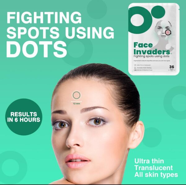 Face Invaders Acne Patches | Pack of 36 Translucent Hydrocolloid Pimple Patch Spot Treatment Stickers for Face and Body | Fast-Acting, Vegan & Cruelty Free Skin Care