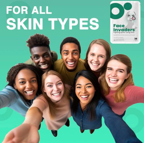 Face Invaders Acne Patches | Pack of 36 Translucent Hydrocolloid Pimple Patch Spot Treatment Stickers for Face and Body | Fast-Acting, Vegan & Cruelty Free Skin Care