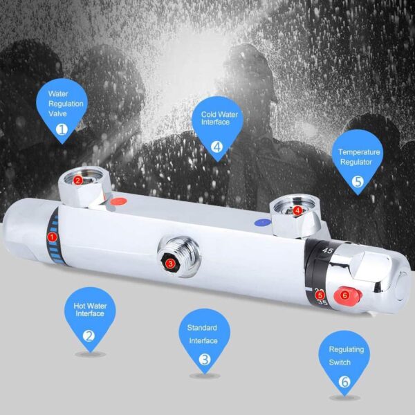 61ingP-YYL._AC_SL1001_.jpg Chrome Thermostatic Shower Mixer Valve, Modern Thermostatic Bar Bath Mixer Tap, Anti Scald Tap Temperature Control Shower Valve 38°C Temperature Protection, Safe and Comfortable Bathing