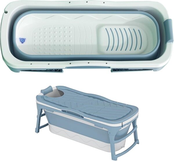 Iconique Collapsible Portable Folding Bath Tub | Portable Sauna, Freestanding, Shower, Cold Plunge Pool, Outdoor Pool, Ice Bathtub | 142cm x 60cm x 58cm | For Adults, Children, Pets, Dogs | Light Blue