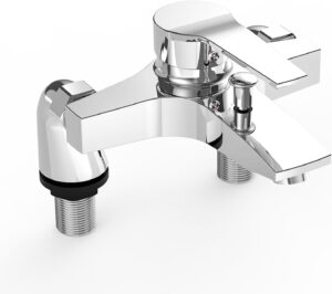 Marketero Bath Mixer Taps, Modern Single Lever Bath Shower Filler Mixer Tap with Dual Outlet Ceramic Valve for Bathroom Brass Chrome