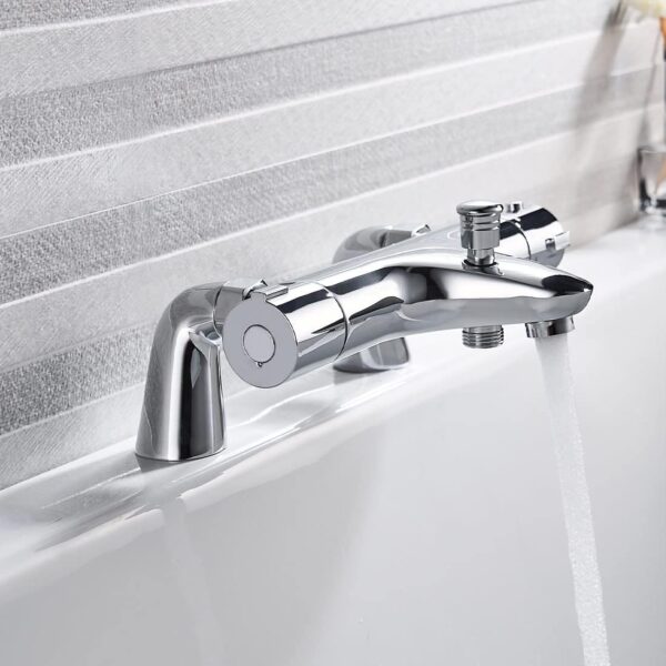Thermostatic Bath Shower Mixer Taps,NewEast Modern Chrome Bathroom Bar Shower Value with Bath Filler Spout
