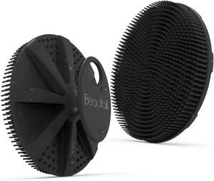 BEAUTAIL Silicone Body Scrubber Shower Bath Brush, More Hygienic Than Traditional Loofah, Lather Nicely, Long Lasting, Gentle Exfoliating for Women Men Baby Sensitive Skin, 1 Pack, Black